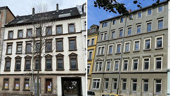 foto zeigt mehrfamilienhaus altbau vorderansicht