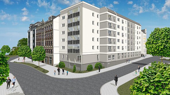 foto zeigt entwurfsansicht eines wohnhauses das saniert werden soll